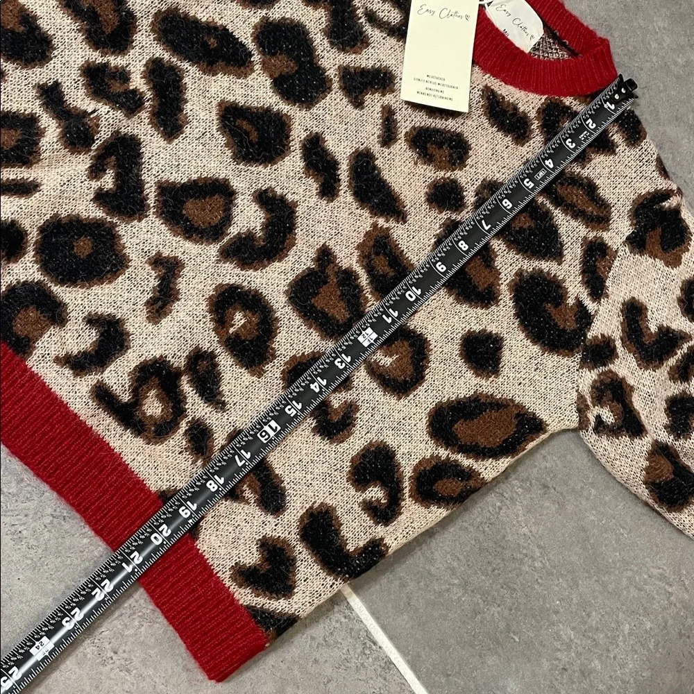 Easy Clothes Leopard And Red Riley Sweater size M/L - Picture 6 of 8